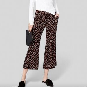 A.L.C. Felix Silk Medallion Print Cropped Flare Pants